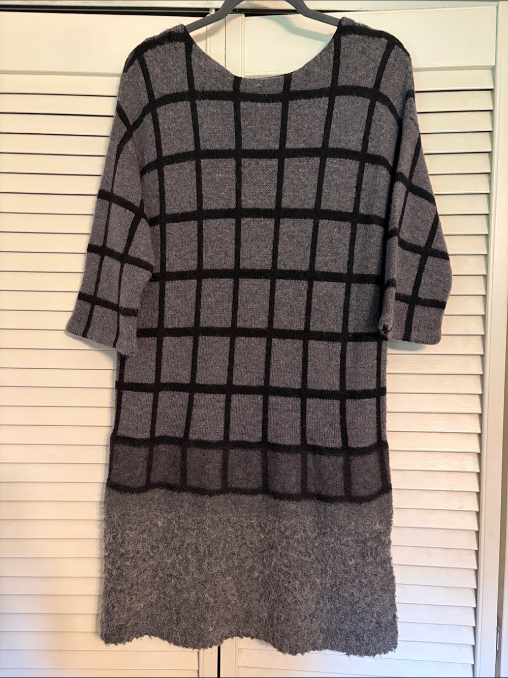Banana Republic Gray and Black Windowpane Sweater Dress